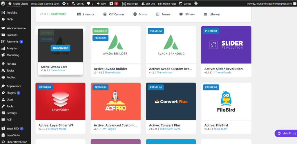 avada theme installation process