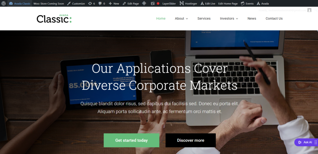 avada theme installation process